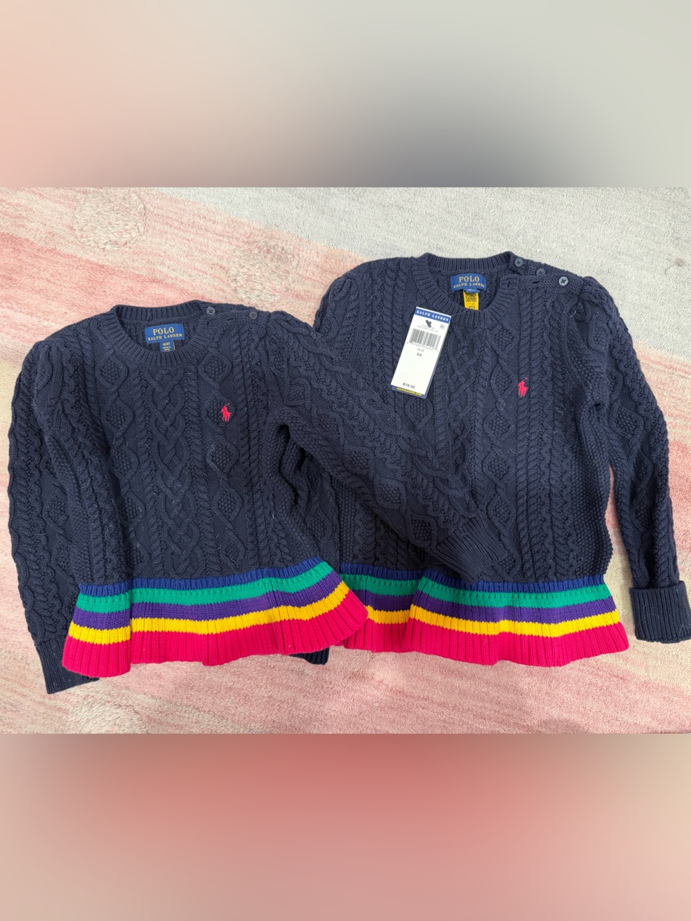 Polo by Ralph Lauren Girls Navy Cable Knit Sweater 6X and 4